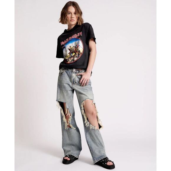 NWT-‎ One Teaspoon Jackson Mid Waist Montana Wide Leg Denim Jeans Sz:32 Ret$150 - Picture 2 of 6